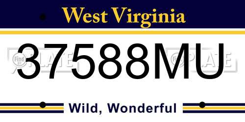 37588MU West Virginia License Plate