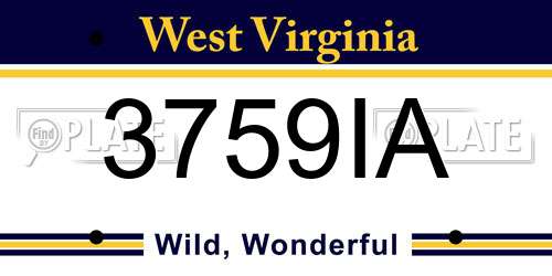 3759IA West Virginia License Plate