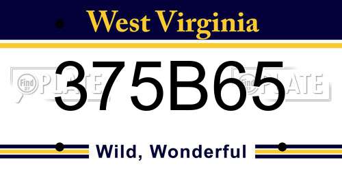 375B65 West Virginia License Plate