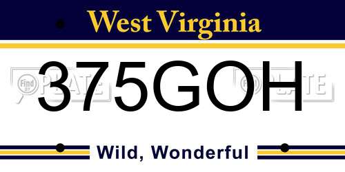 375GOH West Virginia License Plate
