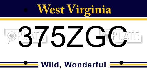 375ZGC West Virginia License Plate