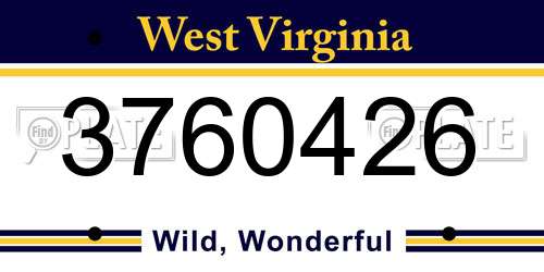 3760426 West Virginia License Plate