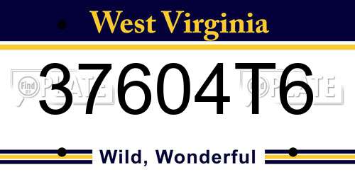 37604T6 West Virginia License Plate