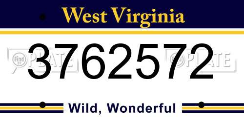 3762572 West Virginia License Plate