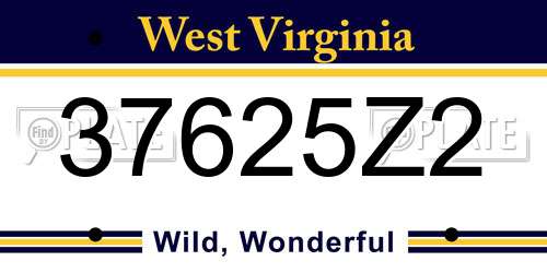 37625Z2 West Virginia License Plate