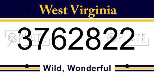 3762822 West Virginia License Plate