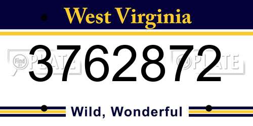 3762872 West Virginia License Plate
