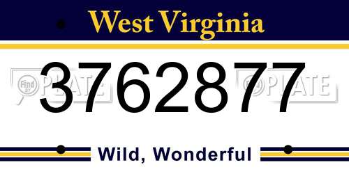 3762877 West Virginia License Plate