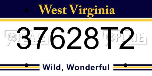 37628T2 West Virginia License Plate