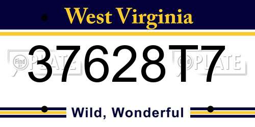 37628T7 West Virginia License Plate