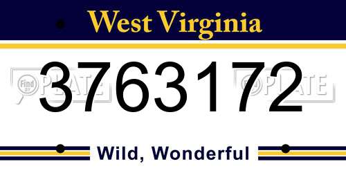 3763172 West Virginia License Plate