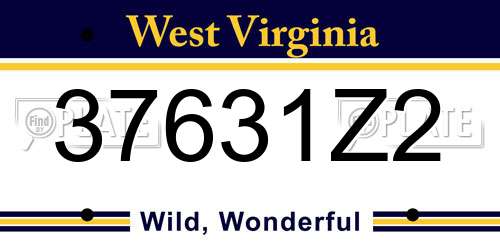 37631Z2 West Virginia License Plate