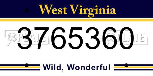 3765360 West Virginia License Plate