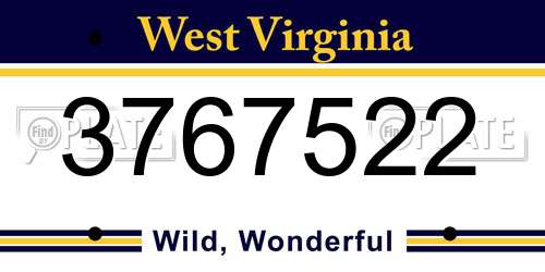 3767522 West Virginia License Plate