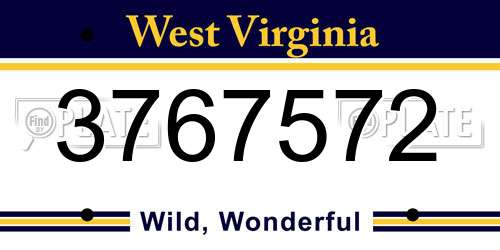 3767572 West Virginia License Plate