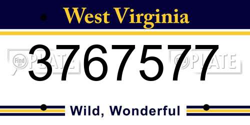 3767577 West Virginia License Plate
