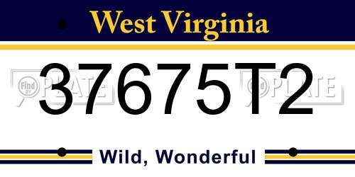 37675T2 West Virginia License Plate