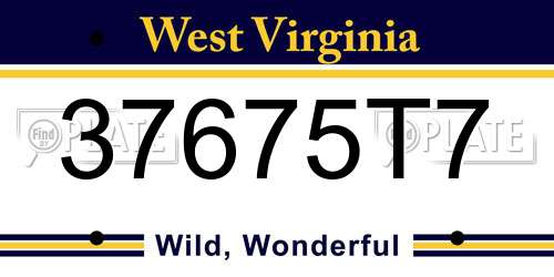 37675T7 West Virginia License Plate