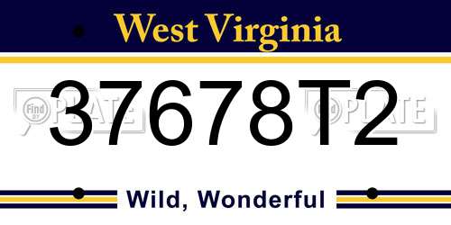 37678T2 West Virginia License Plate