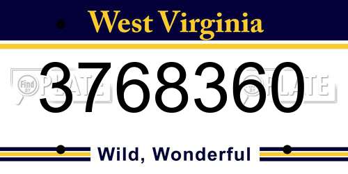 3768360 West Virginia License Plate
