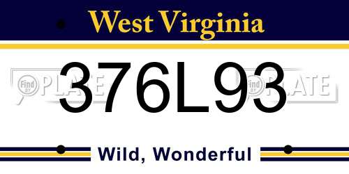 376L93 West Virginia License Plate