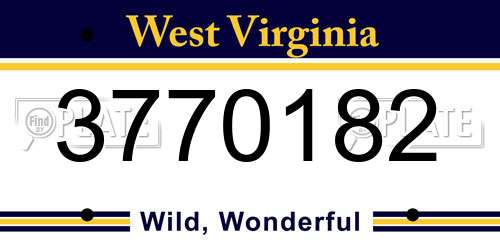 3770182 West Virginia License Plate