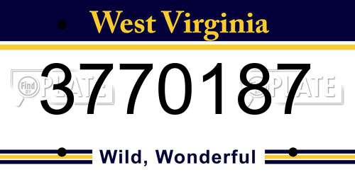 3770187 West Virginia License Plate