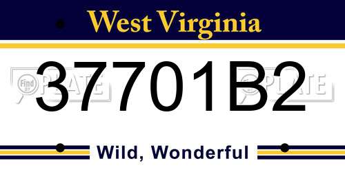 37701B2 West Virginia License Plate