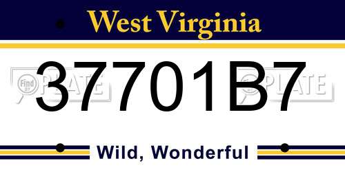 37701B7 West Virginia License Plate