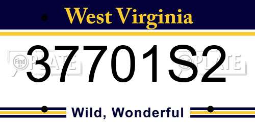 37701S2 West Virginia License Plate