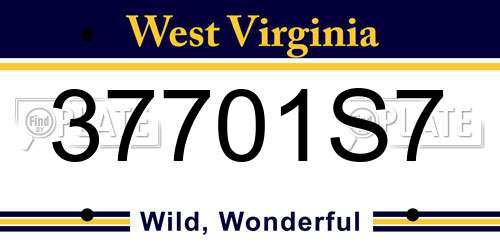 37701S7 West Virginia License Plate
