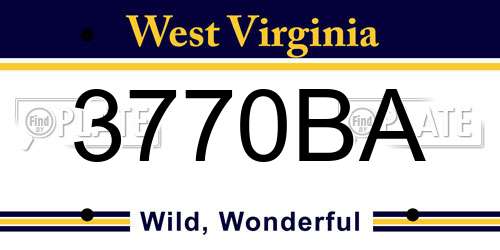 3770BA West Virginia License Plate