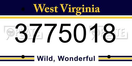 3775018 West Virginia License Plate