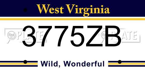 3775ZB West Virginia License Plate