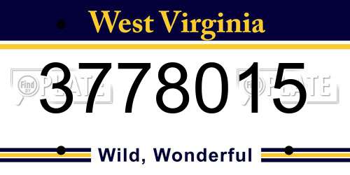 3778015 West Virginia License Plate