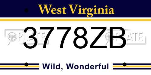 3778ZB West Virginia License Plate