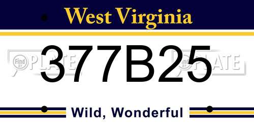 377B25 West Virginia License Plate