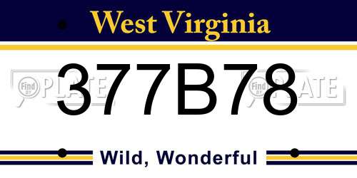 377B78 West Virginia License Plate