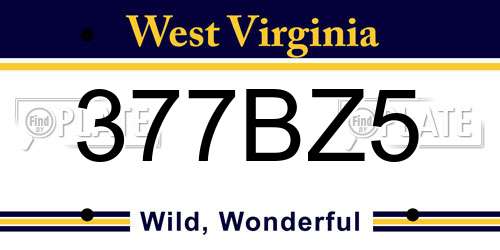 377BZ5 West Virginia License Plate