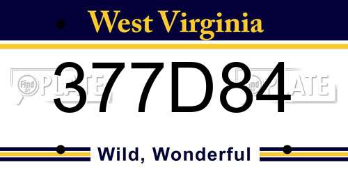 377D84 West Virginia License Plate