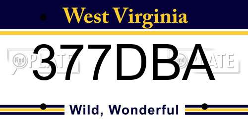 377DBA West Virginia License Plate