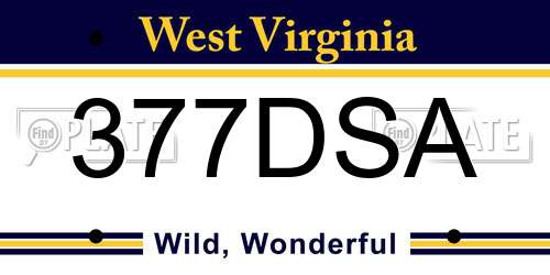 377DSA West Virginia License Plate