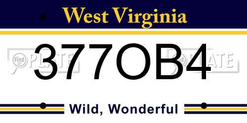 377OB4 West Virginia License Plate