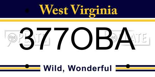 377OBA West Virginia License Plate