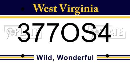 377OS4 West Virginia License Plate