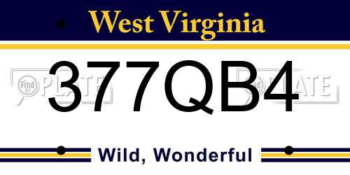 377QB4 West Virginia License Plate