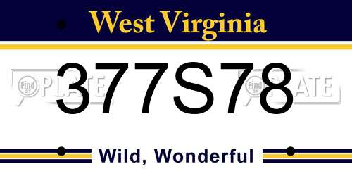 377S78 West Virginia License Plate