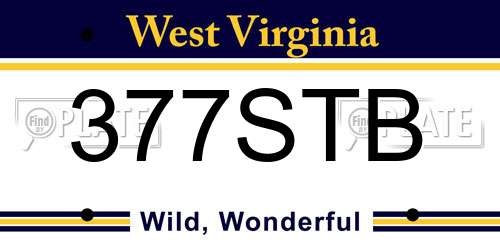 377STB West Virginia License Plate