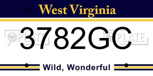 3782GC West Virginia License Plate