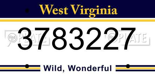 3783227 West Virginia License Plate